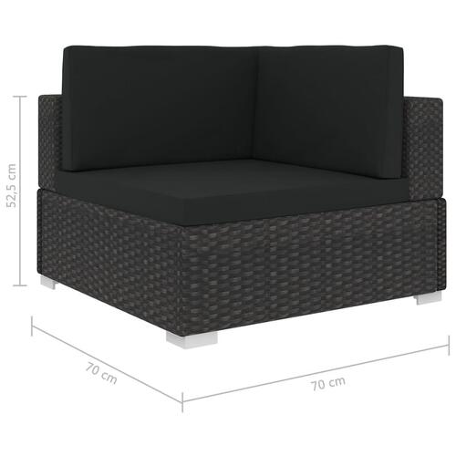 Loungesæt til haven 5 dele med hynder polyrattan sort