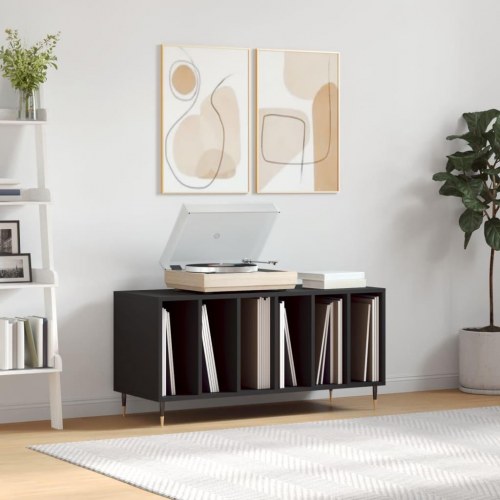 Vinylskab 100×38×48 cm i sort konstrueret træ - TV-bord/pladespiller-møbel