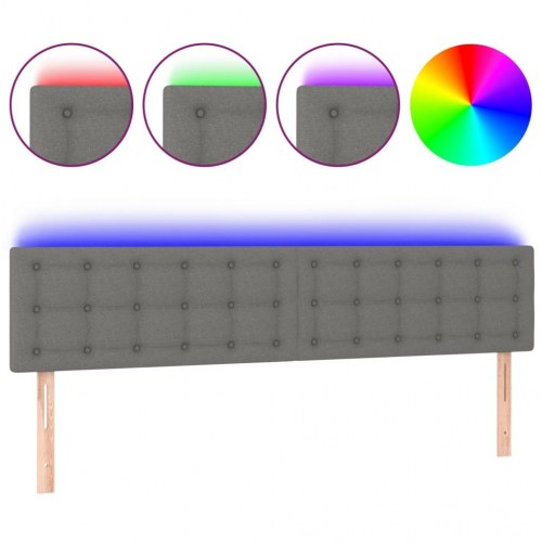 Sengegavl med LED-lys 160 x 5 x 78/88 cm - mørkegrå