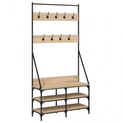 Tøjstativ med skoopbevaring 90x34x184 cm sonoma-eg