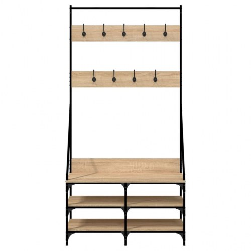 Tøjstativ med skoopbevaring 90x34x184 cm sonoma-eg