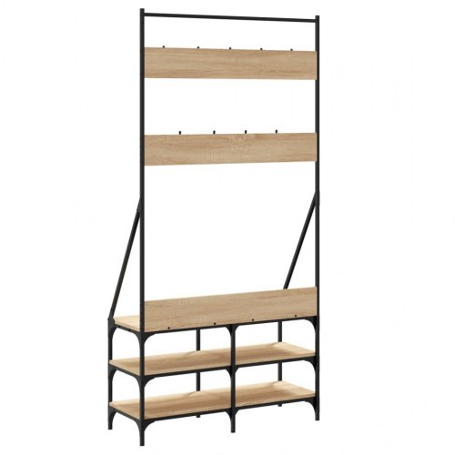 Tøjstativ med skoopbevaring 90x34x184 cm sonoma-eg