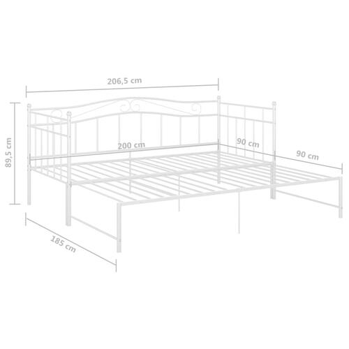 Sengestel til udtræksseng 90x200 cm metal hvid
