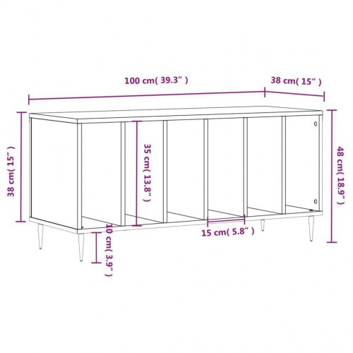 Vinylskab 100 × 38 × 48 cm i hvidt konstrueret træ - TV-bord/LP-opbevaring