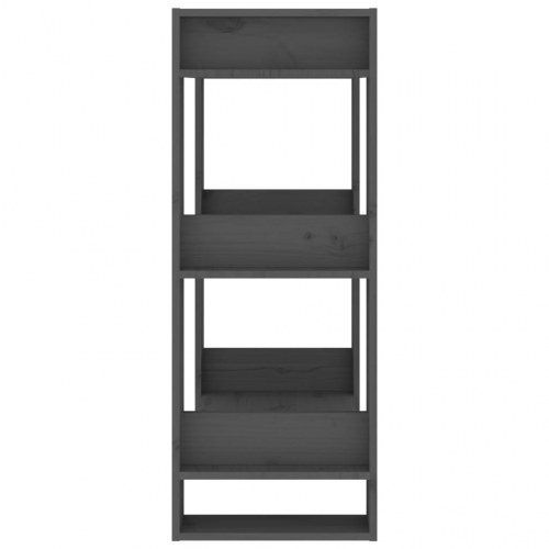 Bogreol/rumdeler 60 × 35 × 91 cm - massivt fyrretræ, grå