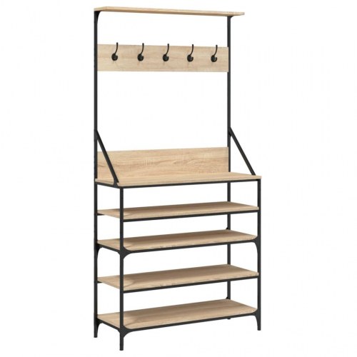 Tøjstativ med skoopbevaring 90x34x184 cm sonoma-eg