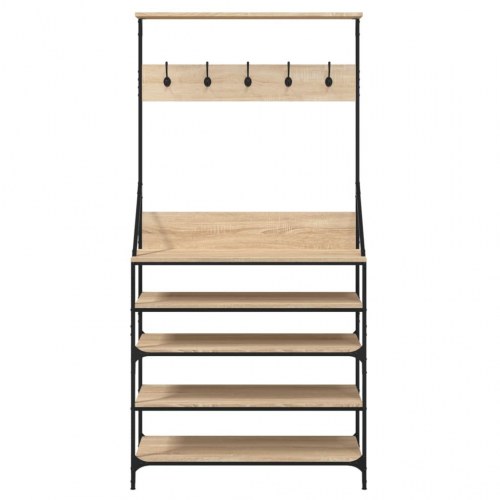 Tøjstativ med skoopbevaring 90x34x184 cm sonoma-eg