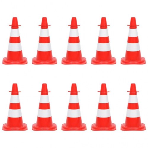 Trafikkeglesæt med 10 m kæde rød og hvid