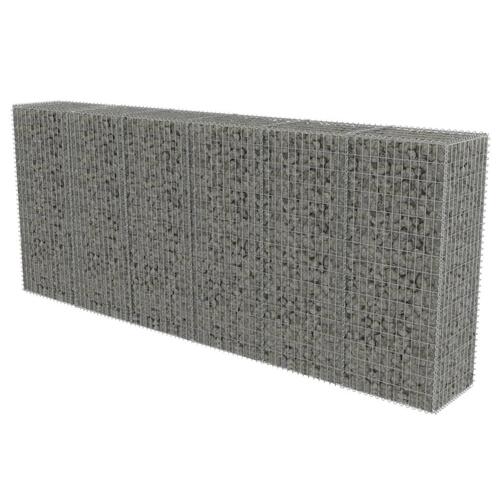 Gabionvæg med dæksler galvaniseret stål 300 x 50 x 150 cm