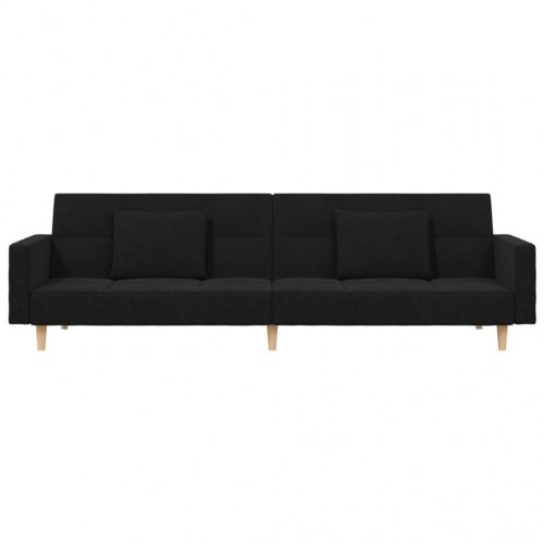 2-personers sovesofa med 2 puder stof sort