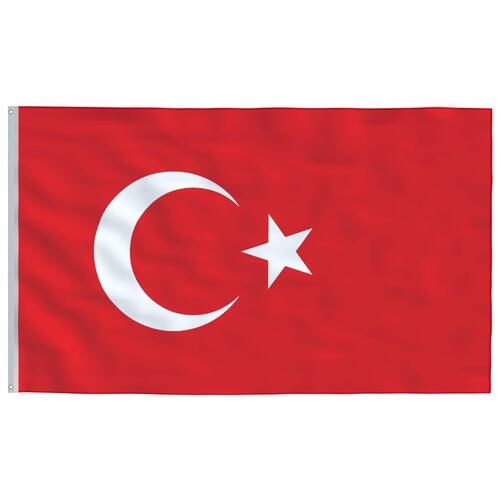 Tyrkiet flag og flagstang 5,55 m aluminium