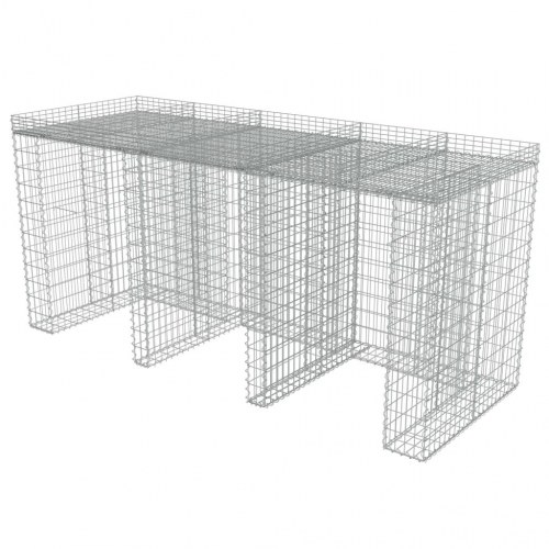 Gabionvæg til affaldsspand 270x100x130 cm galvaniseret stål