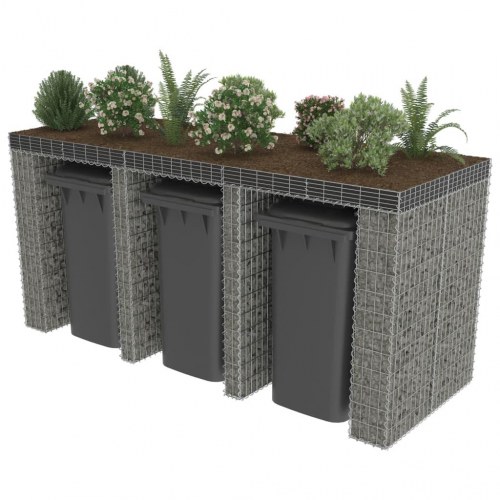 Gabionvæg til affaldsspand 270x100x130 cm galvaniseret stål