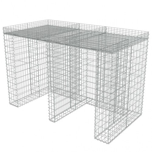 Gabionvæg til affaldsspand 190x100x130 cm galvaniseret stål