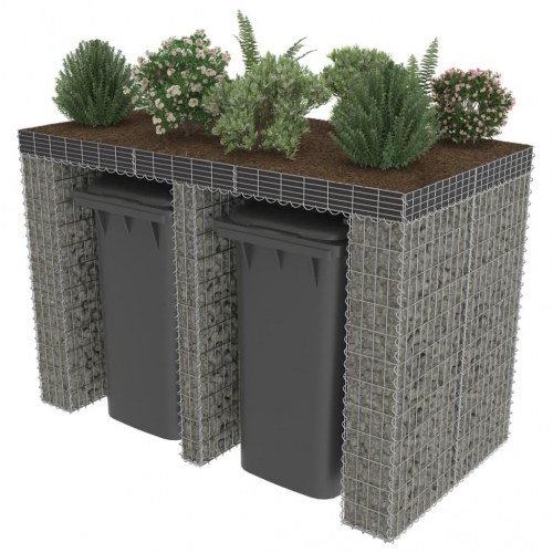 Gabionvæg til affaldsspand 190x100x130 cm galvaniseret stål