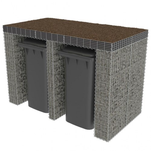 Gabionvæg til affaldsspand 190x100x130 cm galvaniseret stål