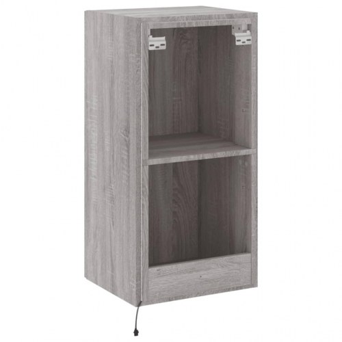 Væghængt tv-bord med LED-lys 40,5x35x80 cm grå sonoma-eg