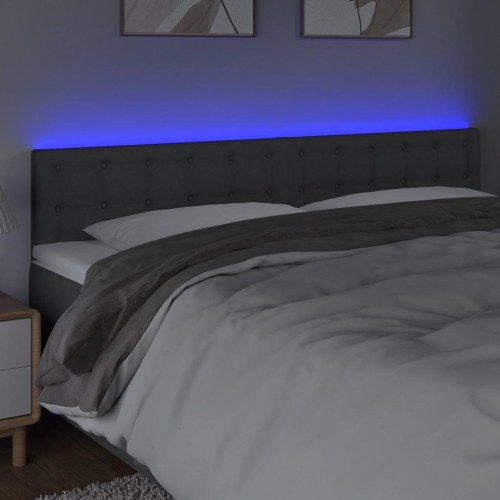 Sengegavl med LED-lys 180 x 5 x 78/88 cm - mørkegrå