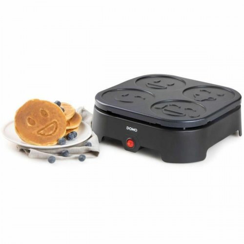 DOMO pandekagemaskine 600 W - emoji plader, sort