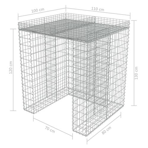 Gabionvæg til affaldsspand 110x100x130 cm galvaniseret stål