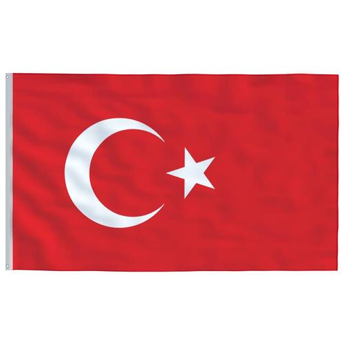 Tyrkiet flag og flagstang 6,23 m aluminium
