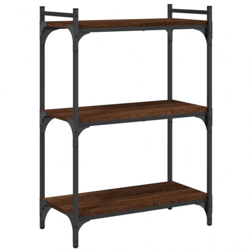 Bogreol 60×30×86 cm - 3 hylder i konstrueret træ, brun eg