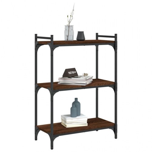 Bogreol 60×30×86 cm - 3 hylder i konstrueret træ, brun eg