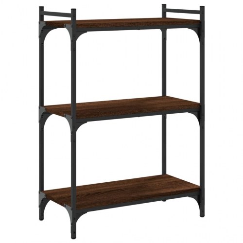 Bogreol 60×30×86 cm - 3 hylder i konstrueret træ, brun eg
