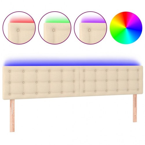 Sengegavl med LED-lys 180 x 5 x 78/88 cm - cremefarvet