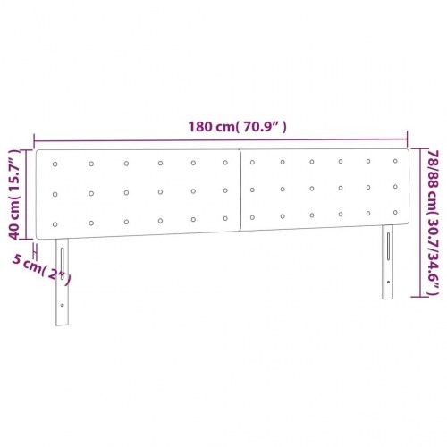 Sengegavl med LED-lys 180 x 5 x 78/88 cm - cremefarvet