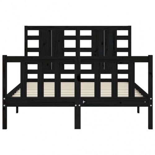 Sengeramme med sengegavl 140x190 cm massivt træ sort
