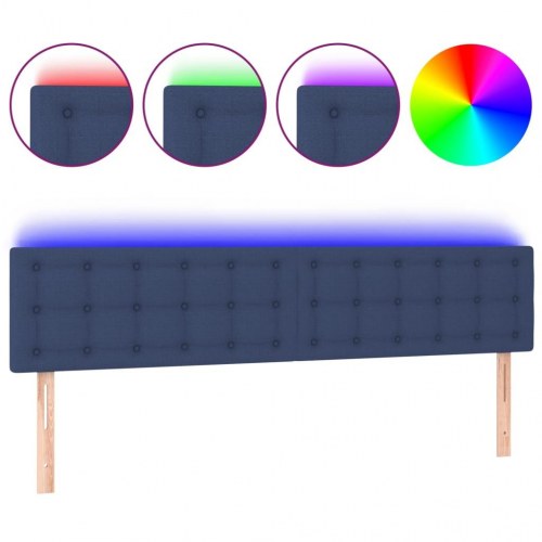 Sengegavl med LED-lys 180 x 5 x 78/88 cm - blå