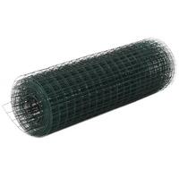 Hønsenet stål med PVC-belægning 10 x 0,5 m grøn