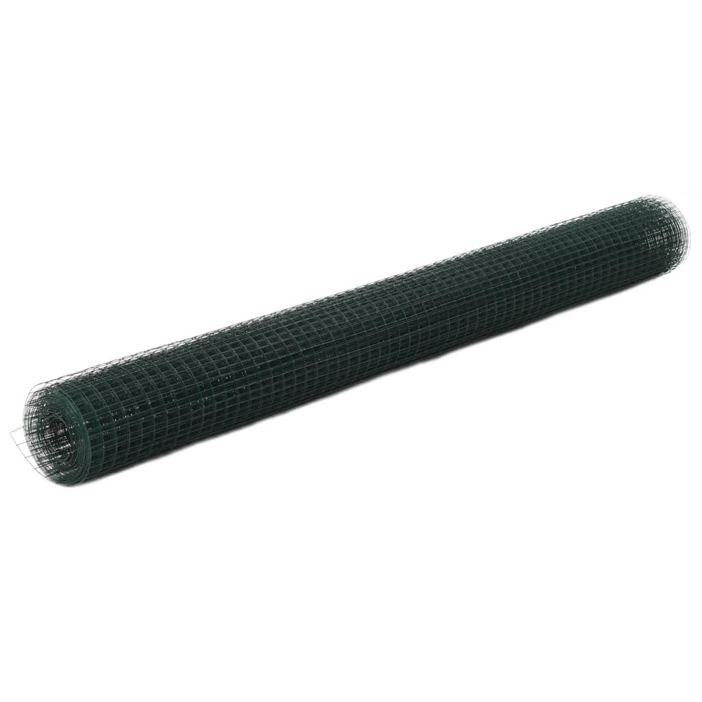 Hønsenet stål med PVC-belægning 10 x 1,5 m grøn