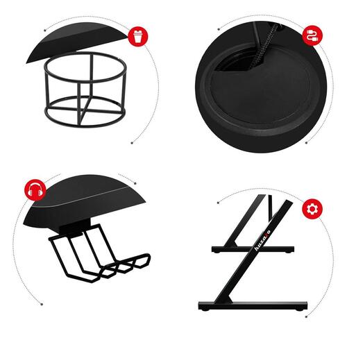 Skrivebord Huzaro HZ-Hero 1.8 Black Sort Stål