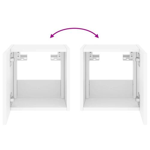 Væghængt tv-bord med LED-lys 30,5x35x30 hvid