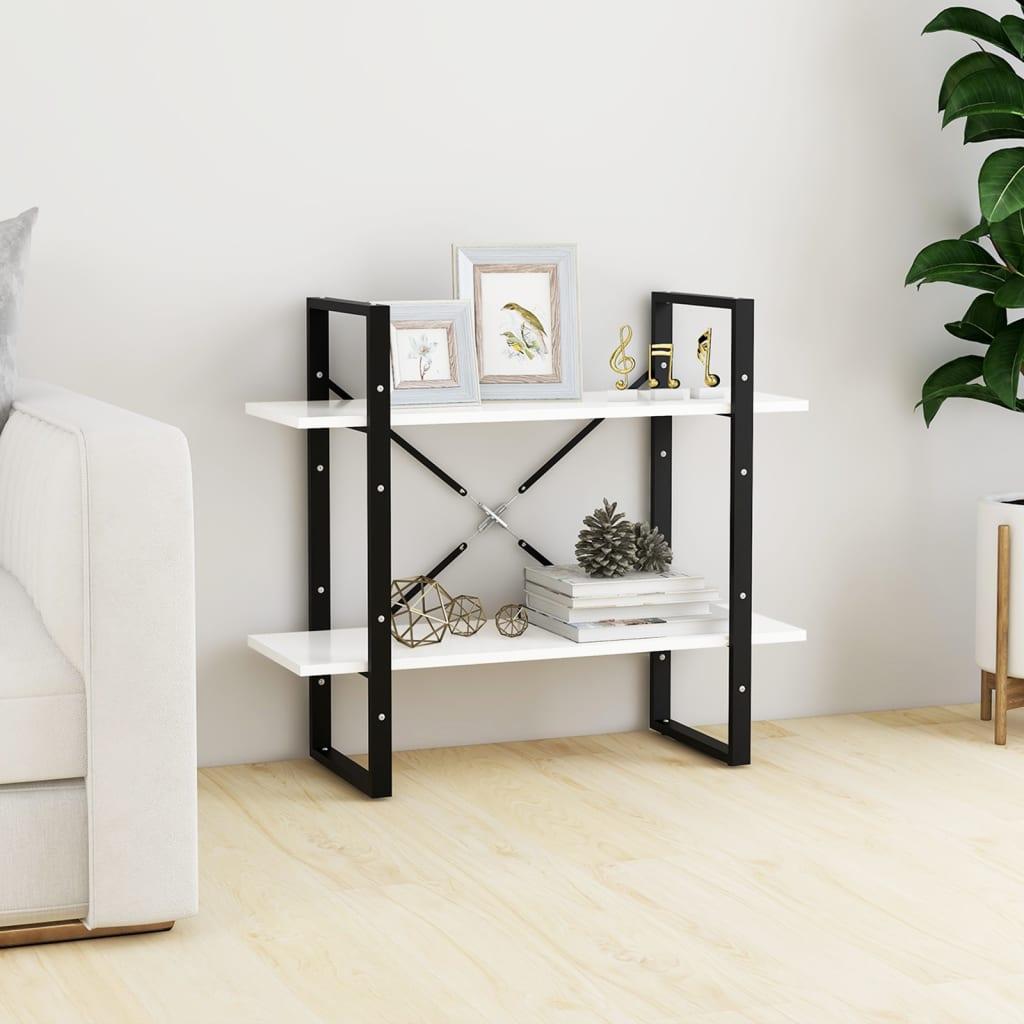 Bogreol med 2 hylder 80x30x70 cm konstrueret træ hvid