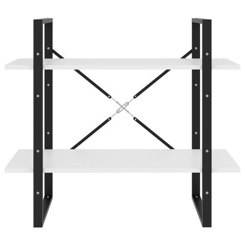 Bogreol med 2 hylder 80x30x70 cm konstrueret træ hvid
