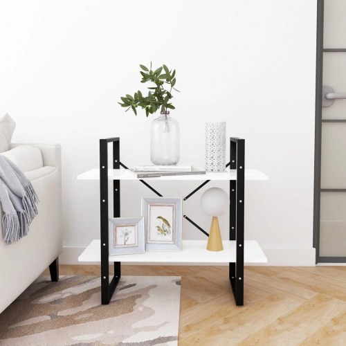 Bogreol med 2 hylder 80 x 30 x 70 cm - hvid