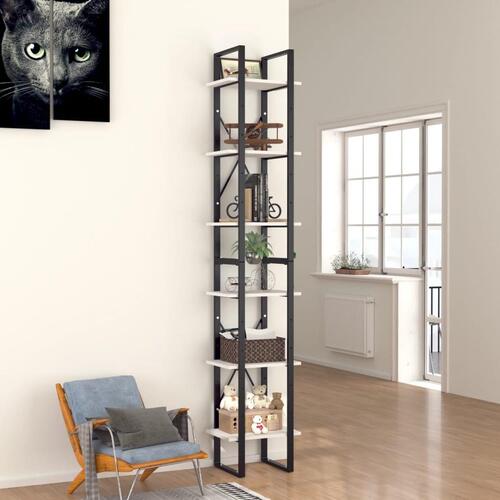 Bogreol med 6 hylder 40x30x210 cm konstrueret træ hvid