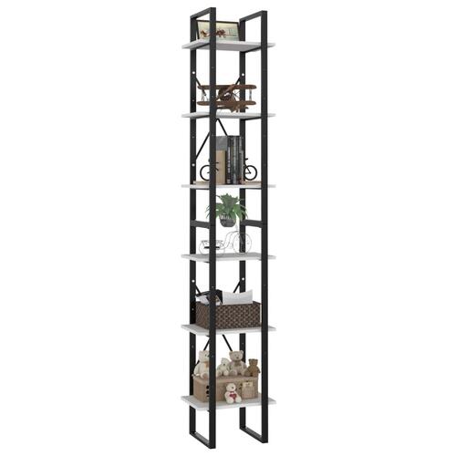 Bogreol med 6 hylder 40x30x210 cm konstrueret træ hvid