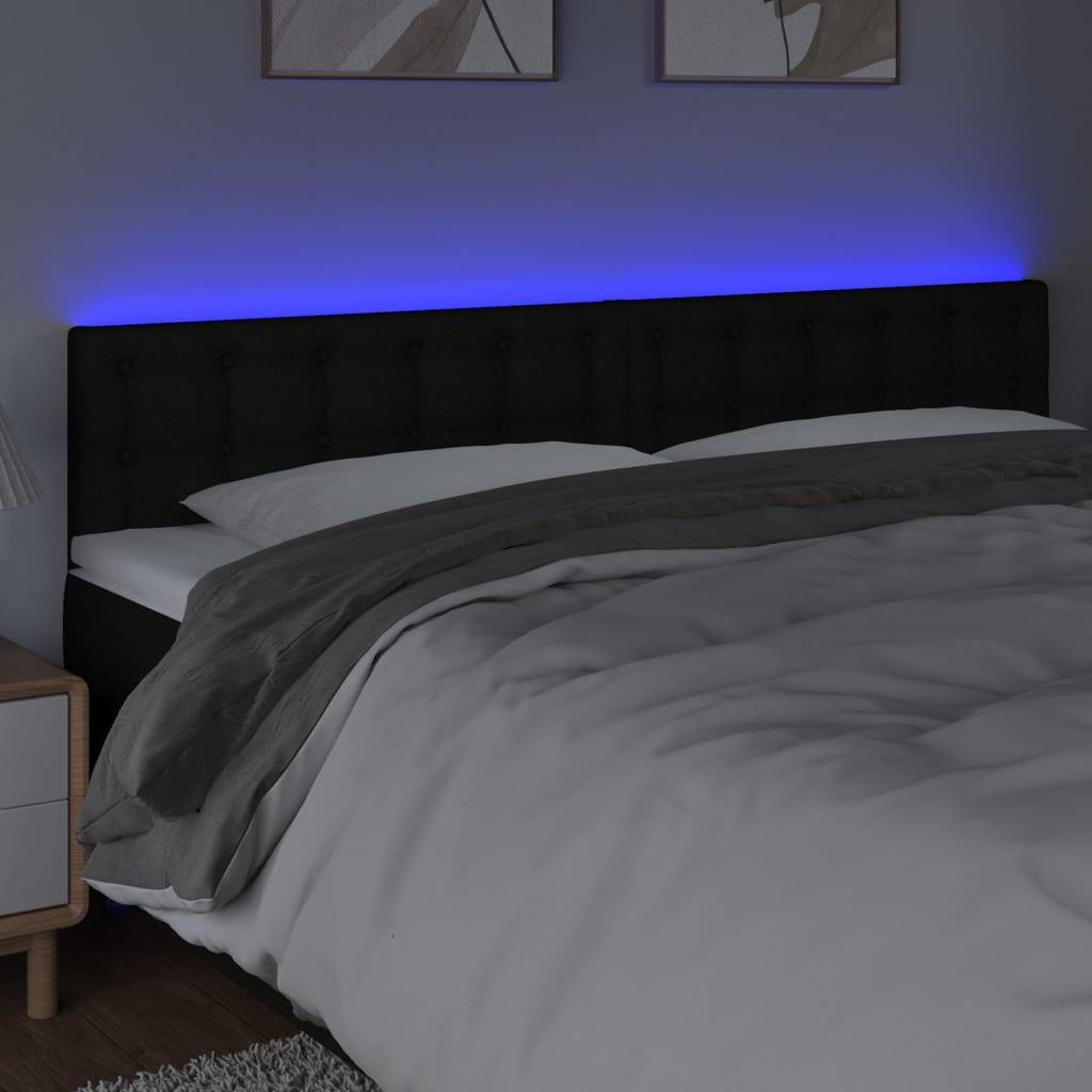 Sengegavl med LED-lys 200x5x78/88 cm stof sort billede