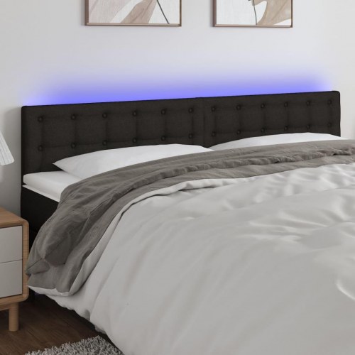 Sengegavl med LED-lys 200 x 5 x 78/88 cm - sort