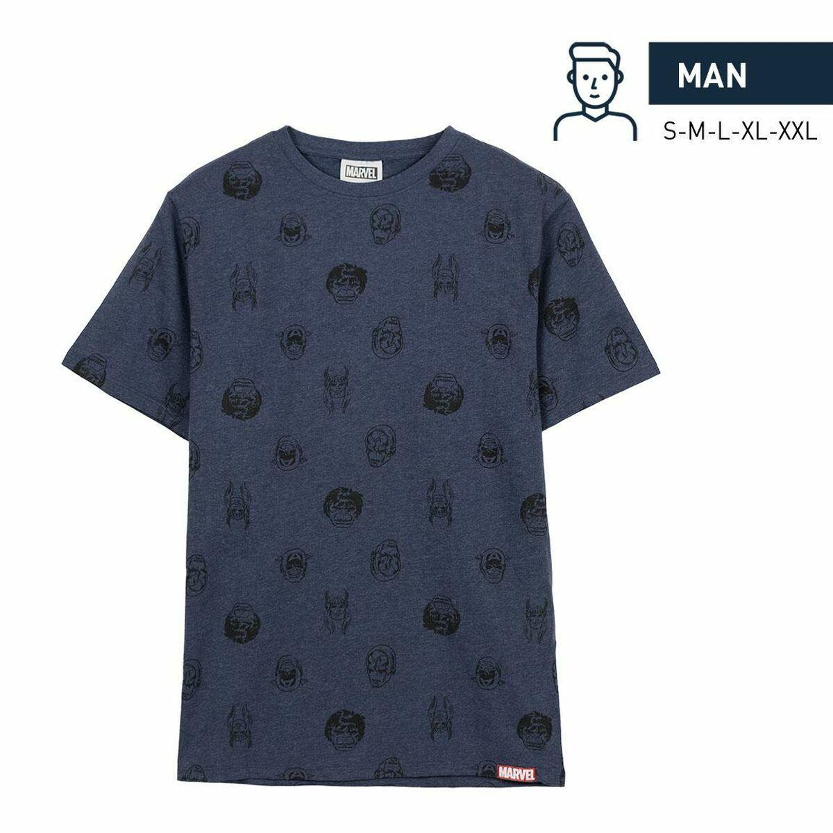 Kortærmet T-shirt til Mænd Marvel Mørkeblå Voksne - L