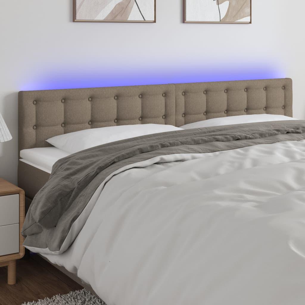 Sengegavl med LED-lys 200x5x78/88 cm stof gråbrun