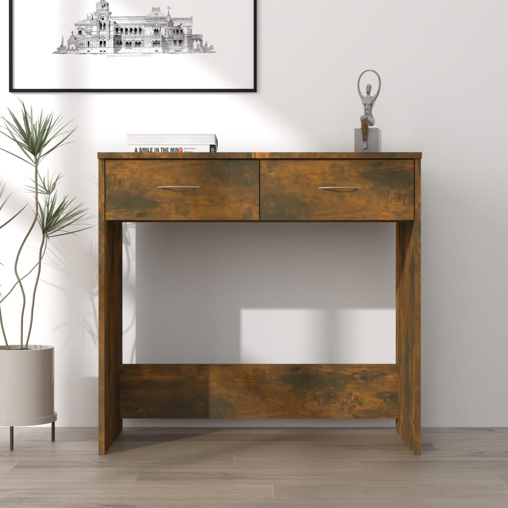 Skrivebord 80x40x75 cm konstrueret træ røget egetræsfarve