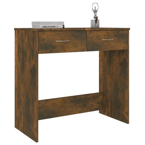 Skrivebord 80x40x75 cm konstrueret træ røget egetræsfarve