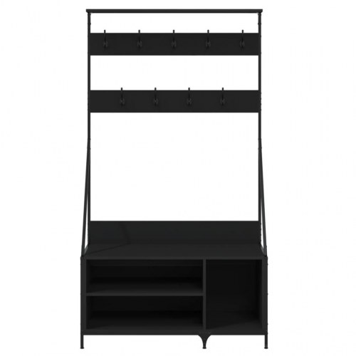 Tøjstativ med skoopbevaring - 100×41×184 cm, sort
