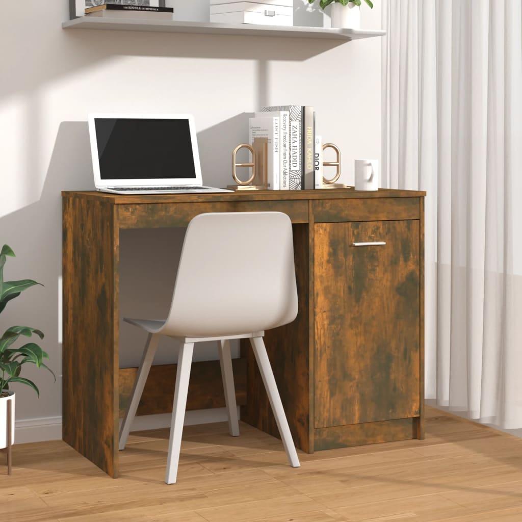 Skrivebord 100x50x76 cm konstrueret træ røget egetræsfarve