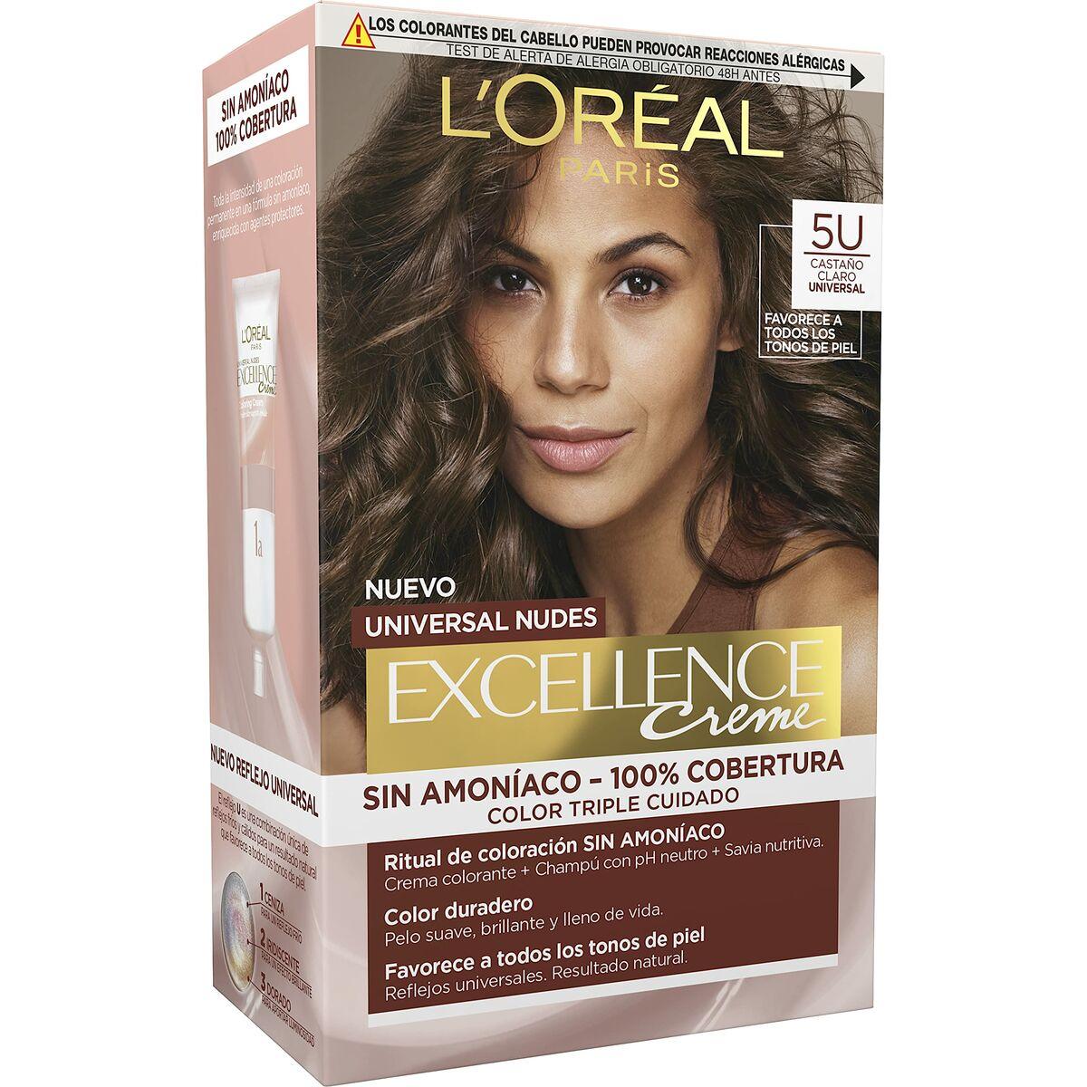 Permanent hårfarve L'Oreal Paris Excellence Creme 5U Lys kastanje - 5 stk.